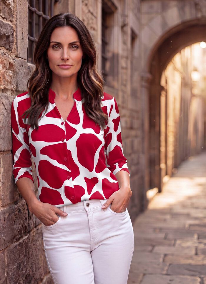 Shirtbluse mit Stehkragen 